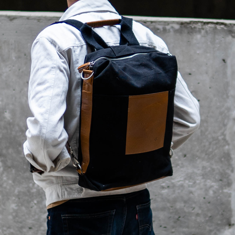 Black canvas laptop bag