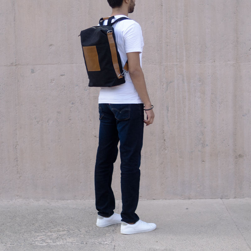 Black canvas laptop bag