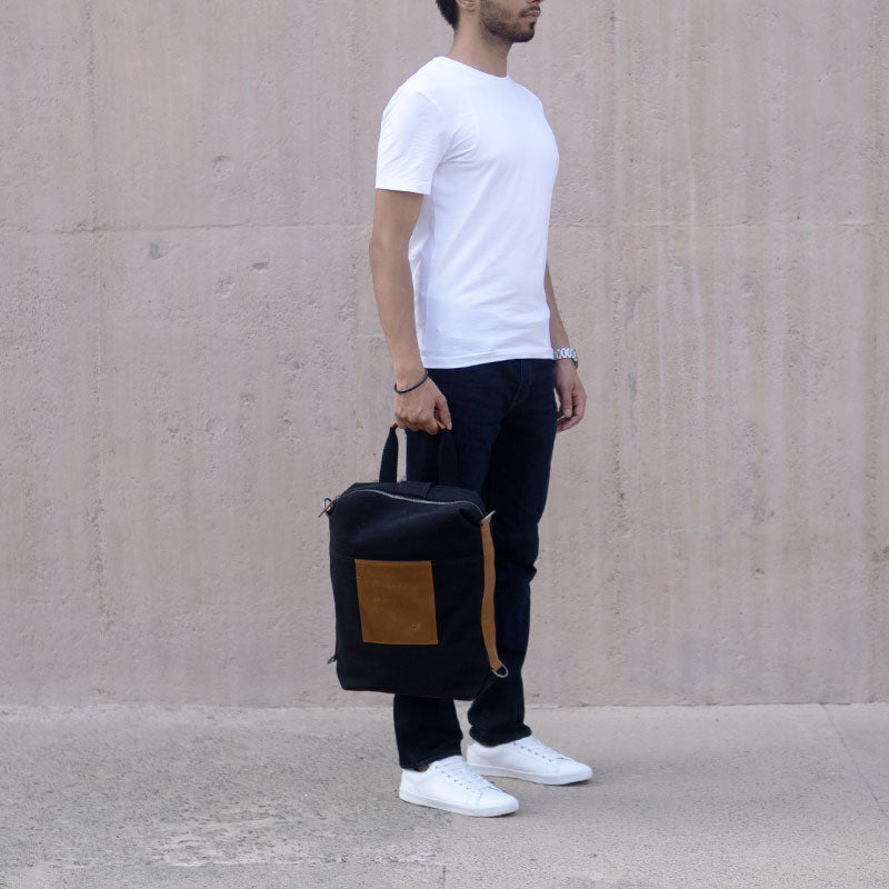 Black canvas laptop bag