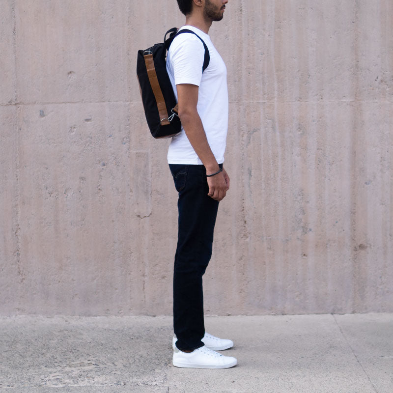 Black canvas laptop bag