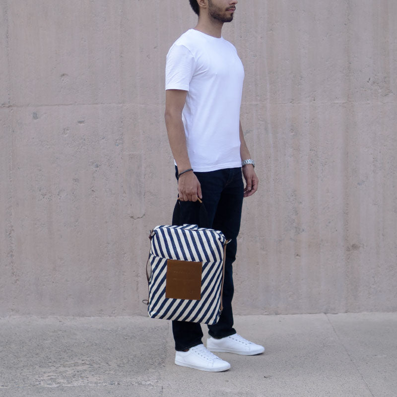 Striped laptop bag