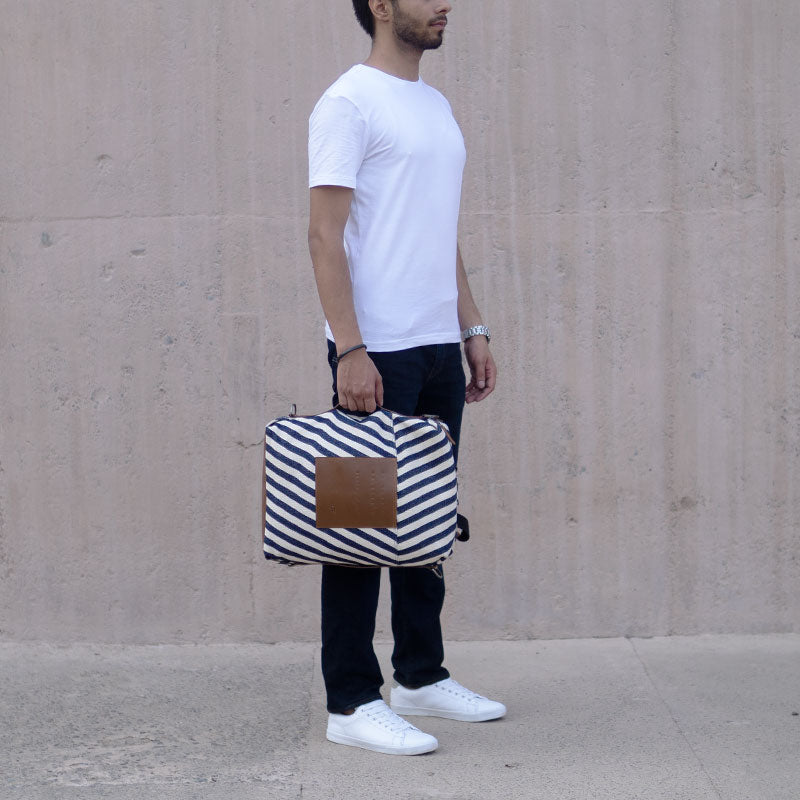 Striped laptop bag