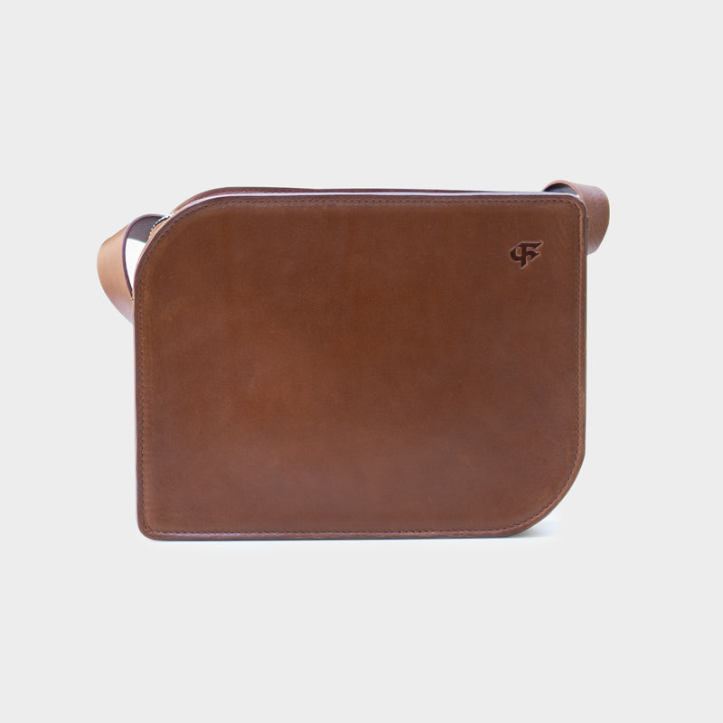 Handmade brown leather sling bag