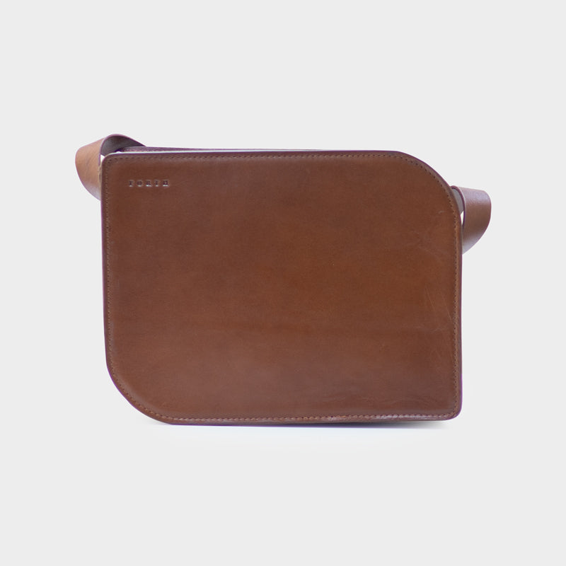 Handmade brown leather sling bag