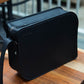 black minimal leather sling bag for girls
