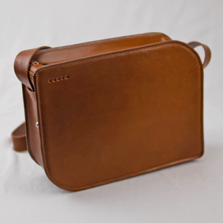 Handmade brown leather sling bag