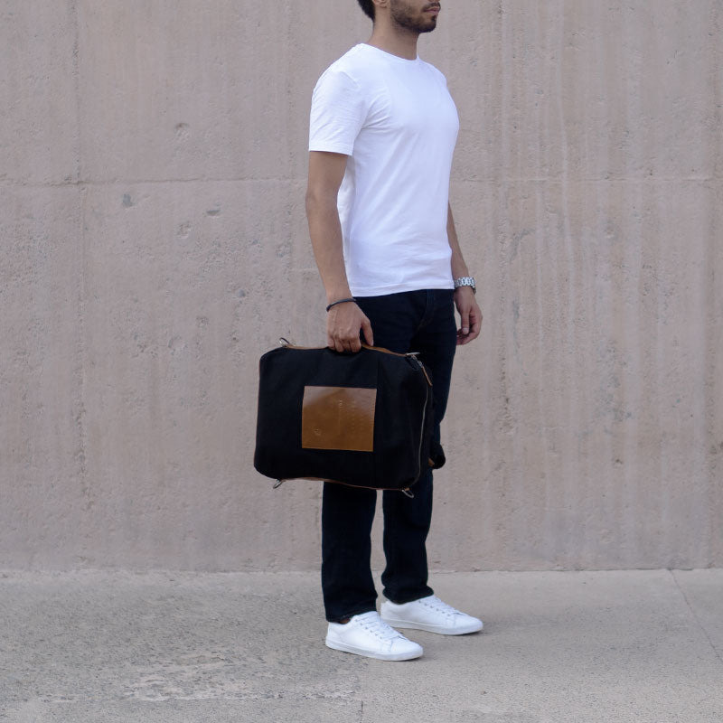 Black canvas laptop bag